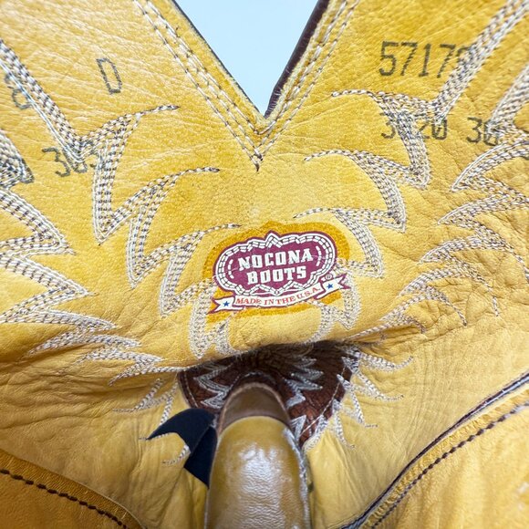 Nocona Brown Leather Western Boots Men's US Size 8 Pull On Made in USA - Picture 8 of 10